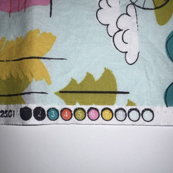 Camp Site 2016 Blend Fabric 42 x 28 Print Of Pink Camper Tents Bicycles - Picture 7 of 7